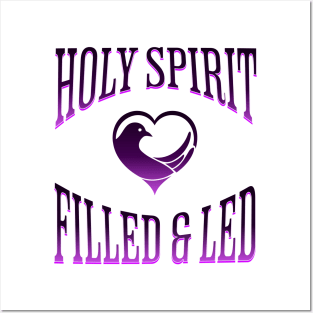 Holy Spirit Filled & Led - Purple-Black Image, Unisex Christian Cotton T-Shirt, Stylish Imagery, Trendy Spiritual Shirt, Christian Apparel, Comy, Soft Posters and Art